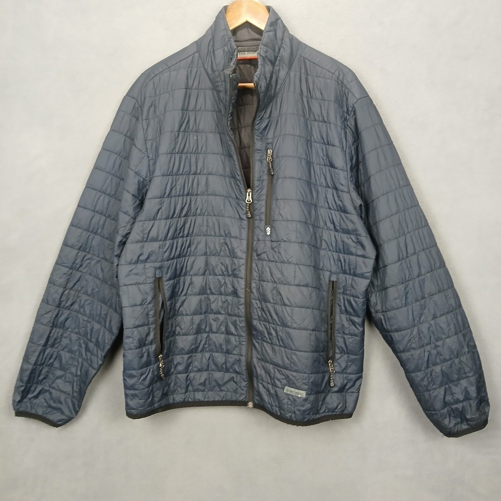 Free Country Puffer Winter Jacket Mens XL Navy Blue Lined Mock Neck Full Zip
